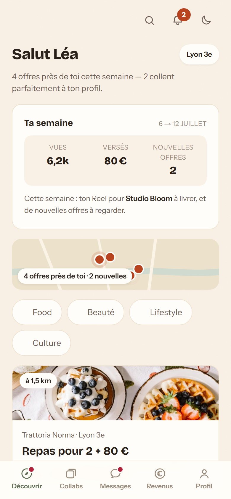 Accueil créateur : les offres du quartier
